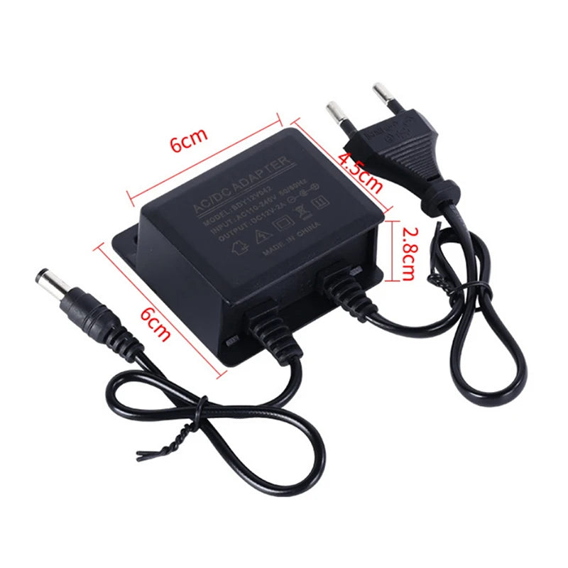 Waterproof Power Adapter NVR DVR EU US Plug DC12V 2A AC100V-240V Input Qme
