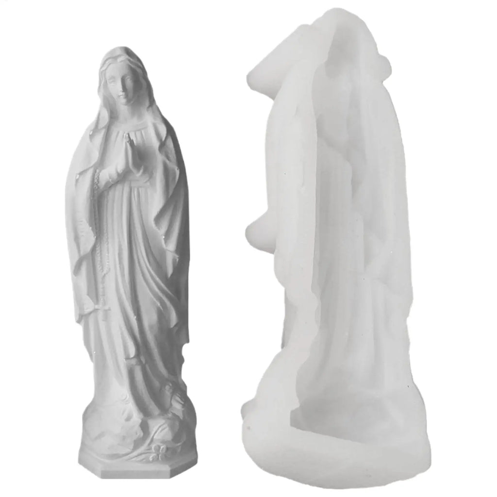 Virgin Mary Plaster Statue Silicone Mold 3D Religious Statue Silicone Candle Mold For Resin Candle Aromatherapy Soap Production Qme