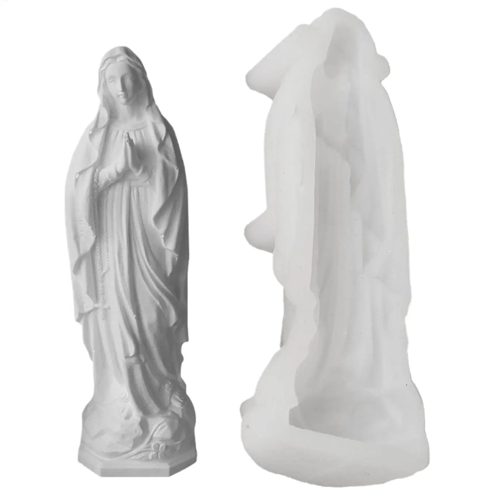Virgin Mary Plaster Statue Silicone Mold 3D Religious Statue Silicone Candle Mold For Resin Candle Aromatherapy Soap Production Qme