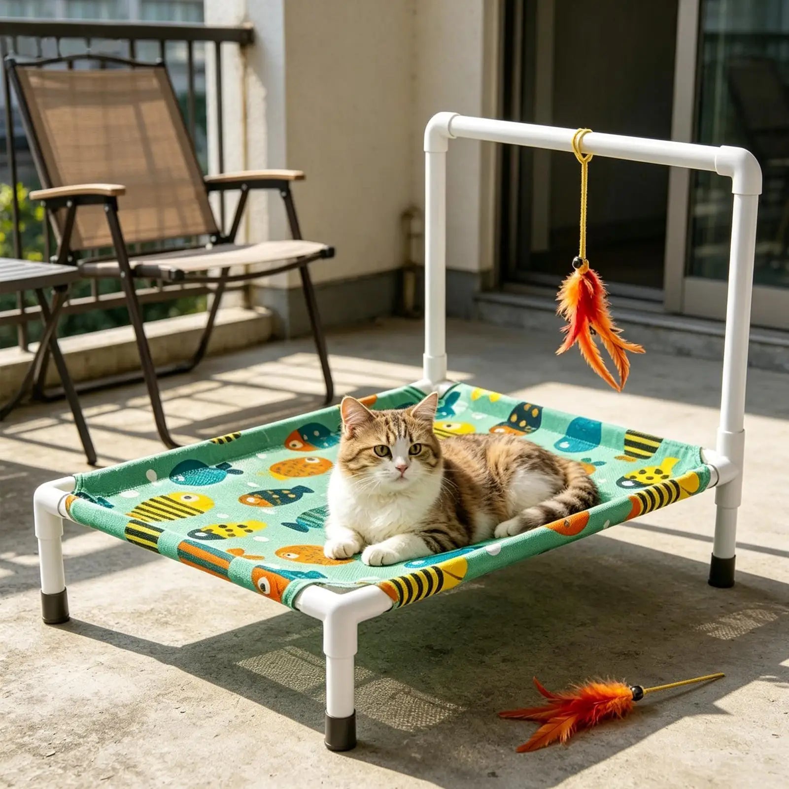 Elevated Dog Bed Removable Non-Slip Raised Breathable Cat Hammock Bed For Puppy Kitten Summer Home Indoor Outdoor Living Room Qme
