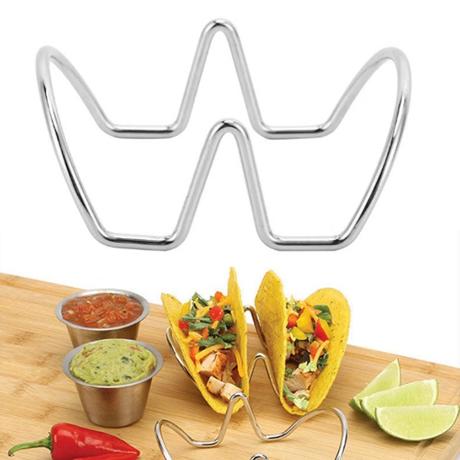 Taco Holder U Shaped Taco Rack Stainless Steel Taco Shell Stand Up Holder for Baking Party Gathering Taco Shell Stand Up Holder Qme