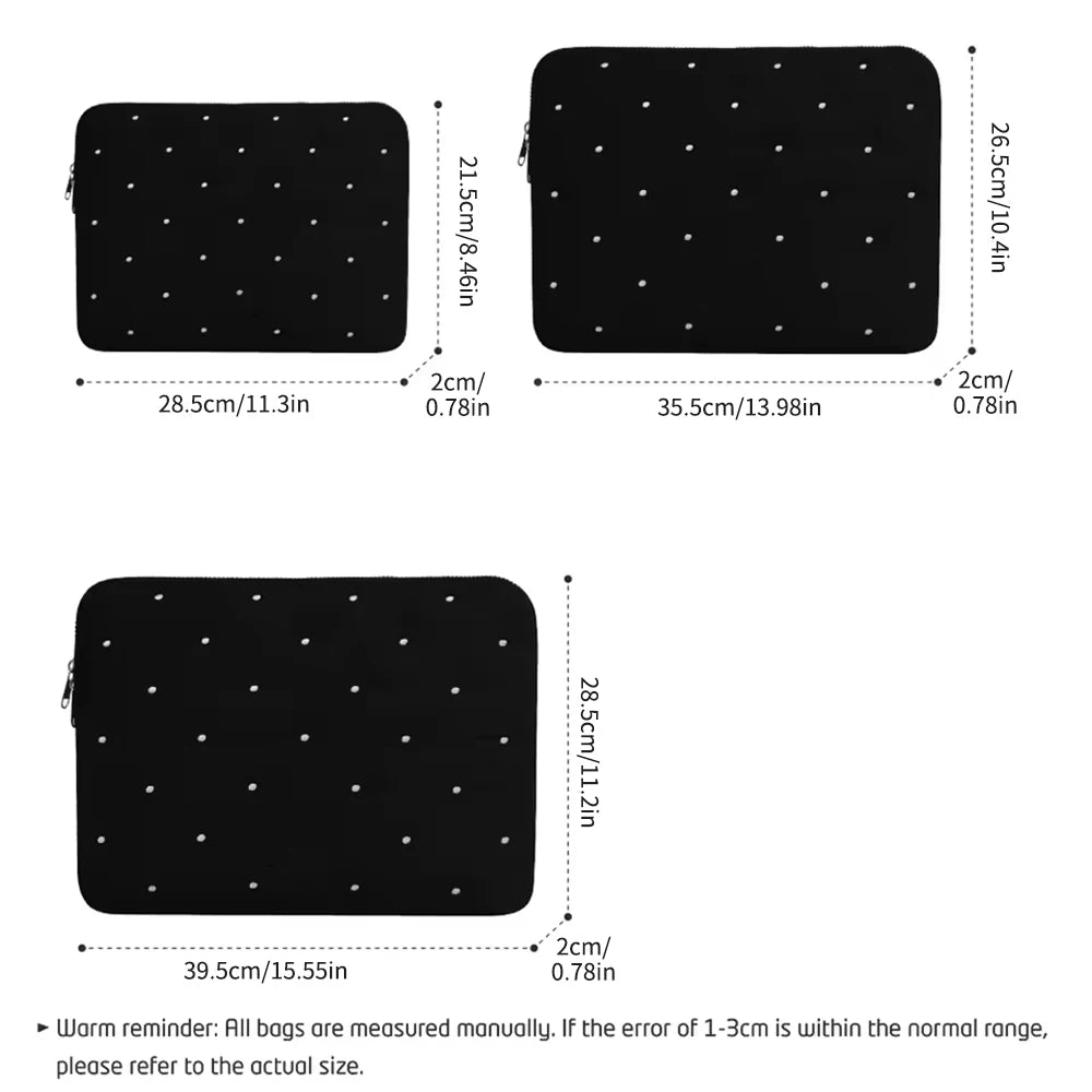 Simple Solid Color Tablet Bag, Inner Bag, Laptop Storage Bag, Multiple Sizes To Choose From Embroidered Dot Computer Bag Qme