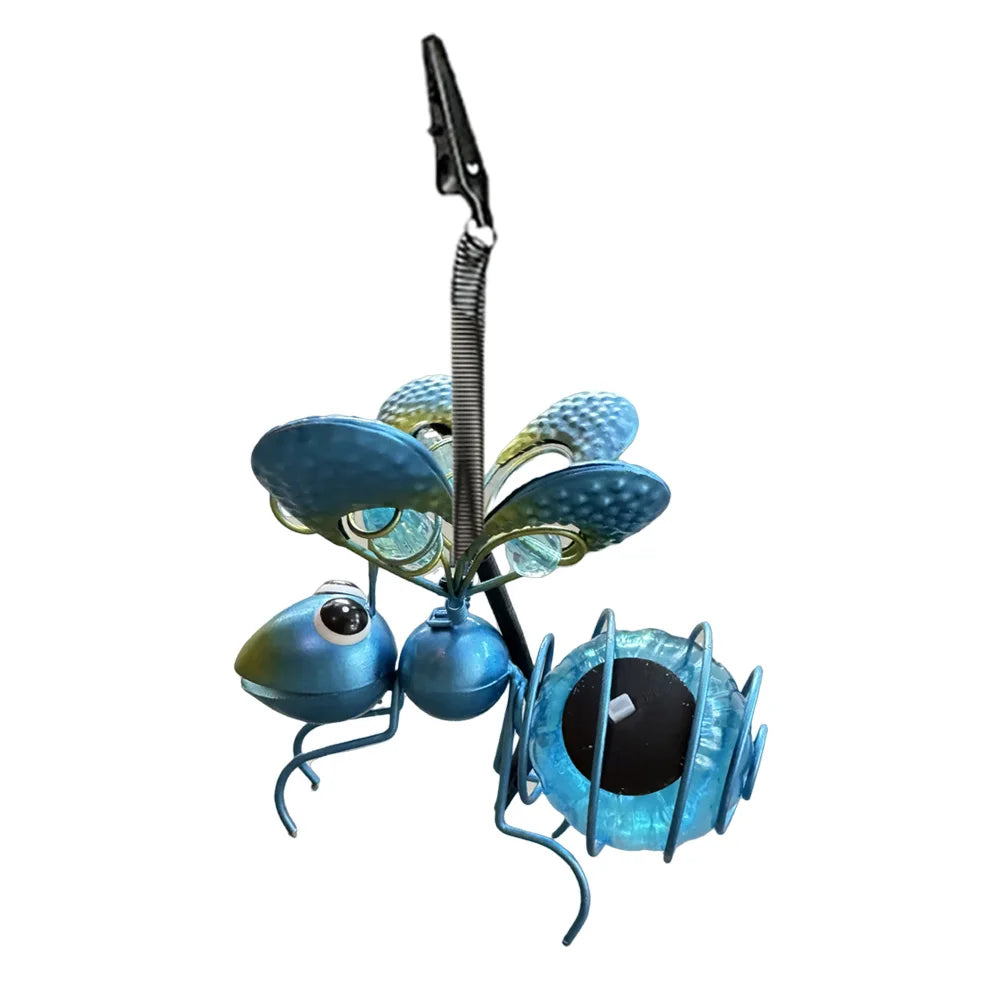 Solar-Powered Hanging Metal Bees Light Garden Decor Lady Sculpture with Bouncy Springs Summer Outdoor Art Decorations Qme B