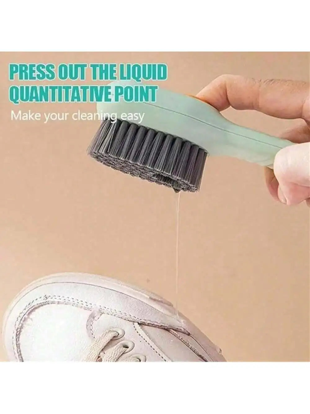 Easy-to-use White PP Multi-functional Shoe Brush Press-type Built-in Qme