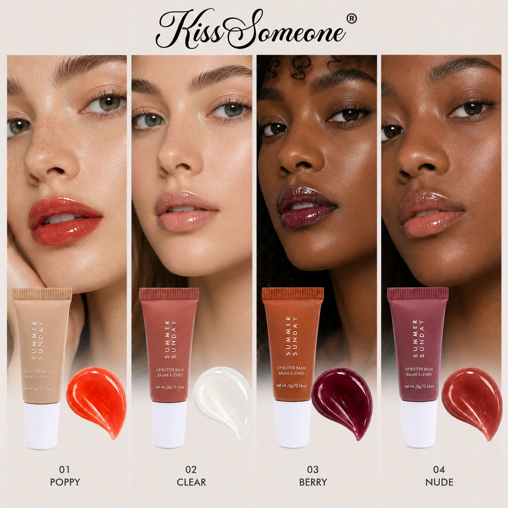 4PCS Lip Gloss Set Long Lasting Waterproof High Pigment Non-Sticky Lip Tint Kit Daily Wear Makeup Gift， Set Dewy Finish Moistur Qme