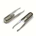 [Upgraded Brow Tweezers] Portable Upgraded LED Light Brow Tweezers | Precision Makeup Tool with Intelligent Design Qme Silvery White Light