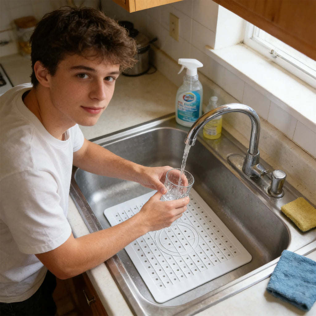 Quick Drain Kitchen Table Anti Slip Soft Foldable Rubber Sink Mat Non-Slip Easy-to-clean Sink Protector Kitchen Mat Qme