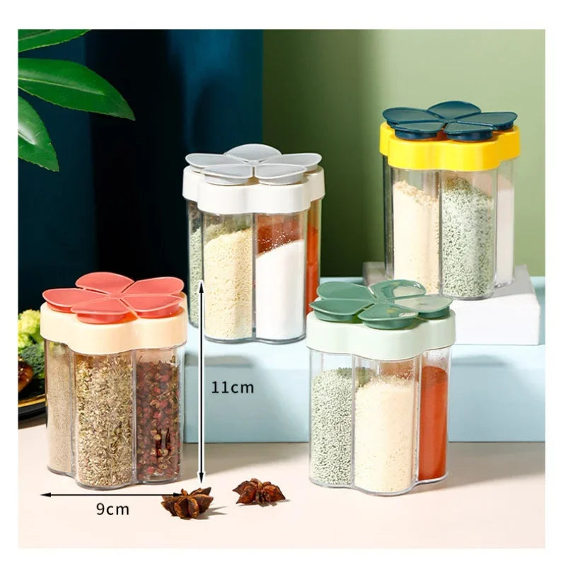 5 In 1 Seasoning Jar Plastic Container Seasoning Bottle Spice Organizer Outdoor Camping Seasoning Container Kitchen Gadget Sets Qme