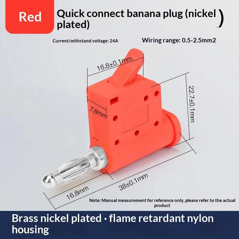 1 24A Current Quick Wire Connector Solderless Banana Plug Audio Qme Red 1PCS