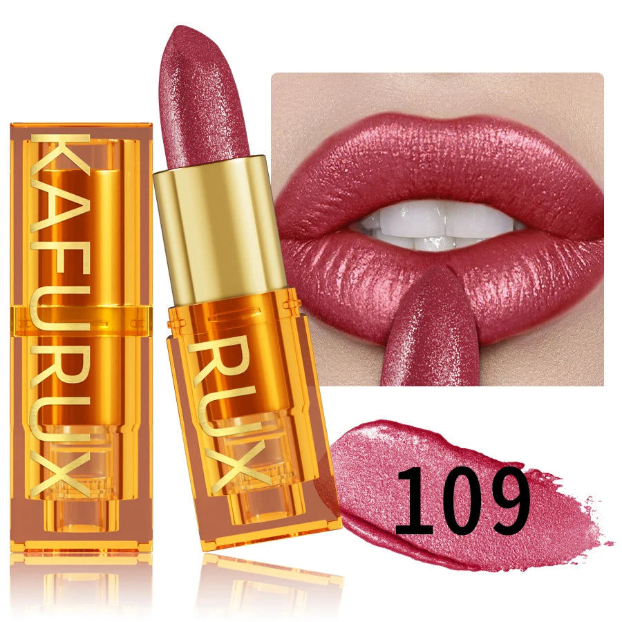 16Colors Bold Intense Glitter Shiny Metallic Lipstick Lip Tint Long Qme 109