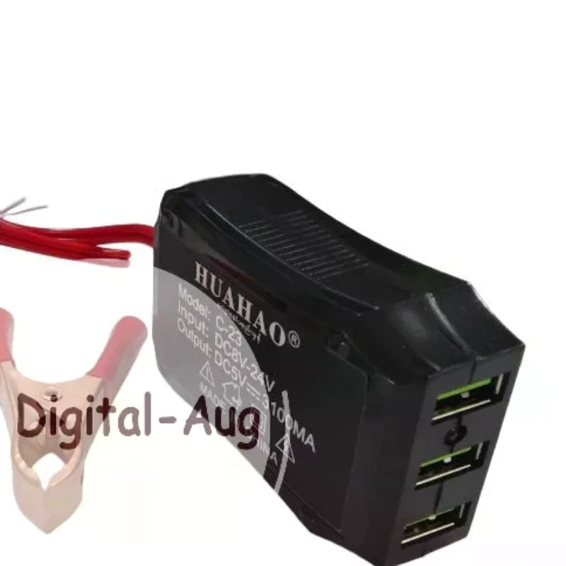 Battery Clip Charger 12V 24V 5V Short Circuit Protection 3 USB Ports Qme Default Title