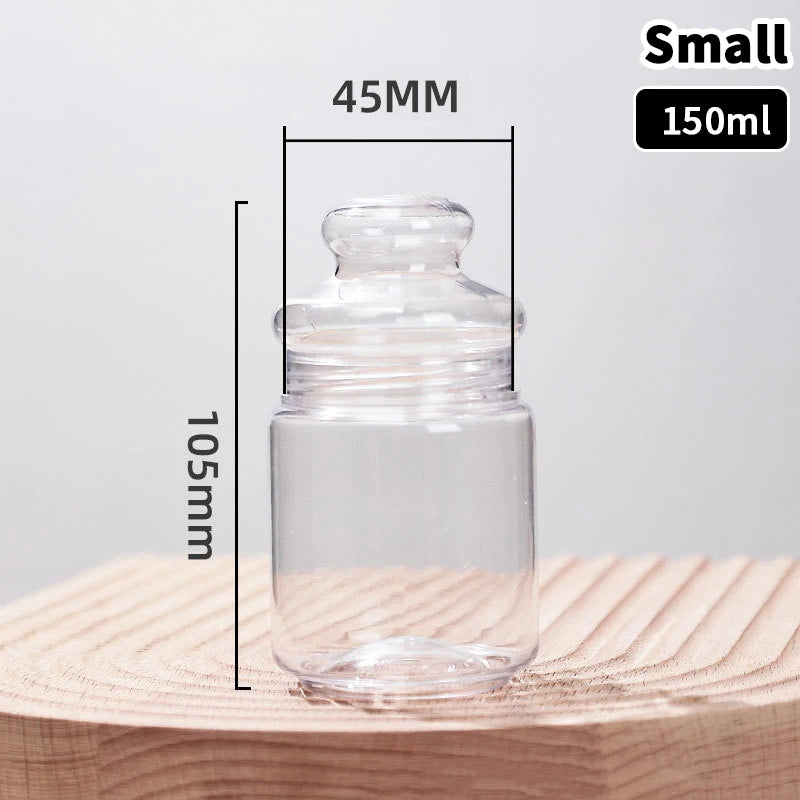 Plastic Transparent Candy Jars Cookie Food Storage Container Reusable Qme Small