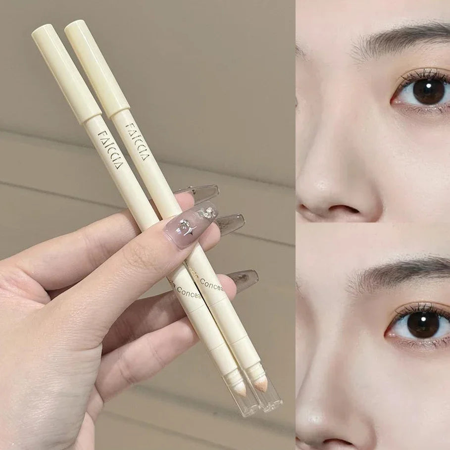 Fair Color Matte Brighten Concealer Pen Eyebag Dark Circles Concealing Stick Sponge Head Precision Concealer Pen With Sharpener Qme