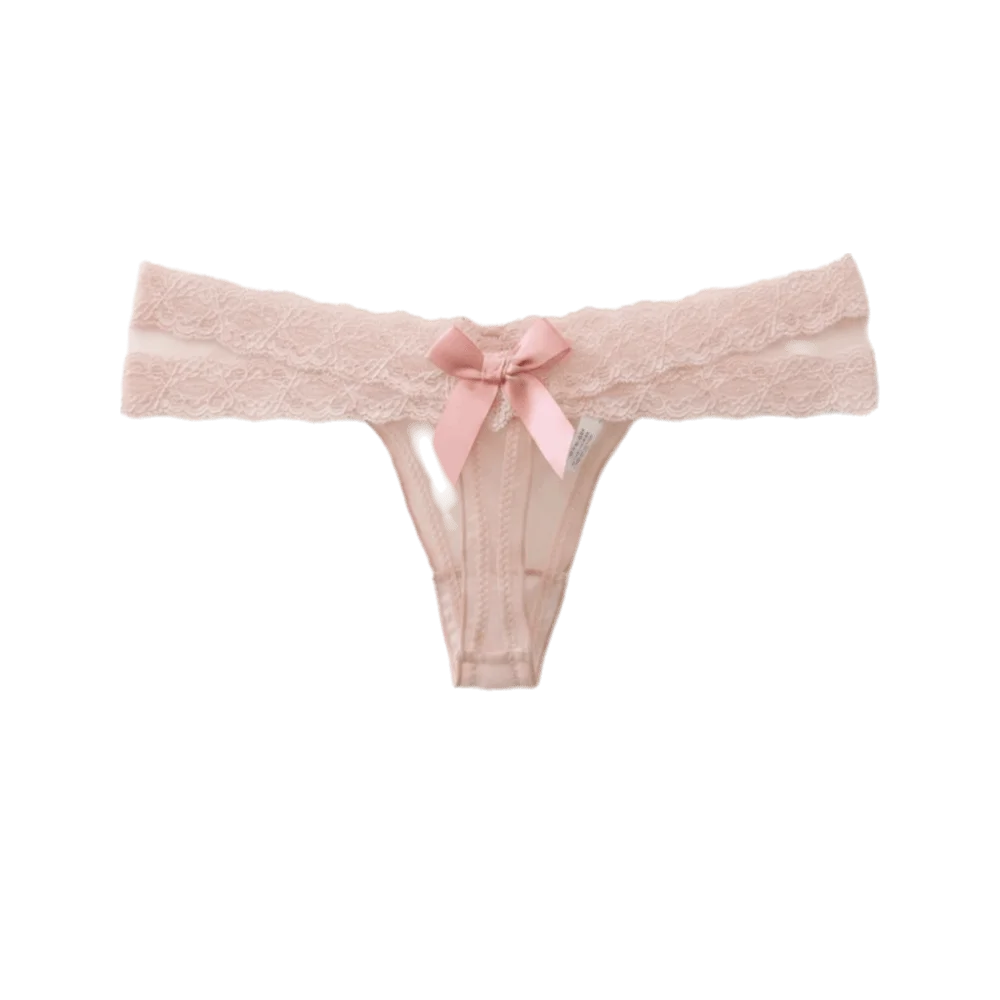 Sweet Low Waist Lace Thongs Transparent Lingerie Ladies T-back Briefs Qme Pink One Size 1pc