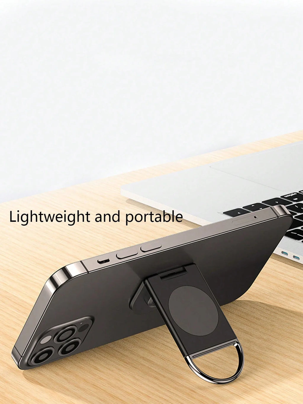 Creative Desktop Lazy Phone Holder Adhesive Backing Foldable Qme black