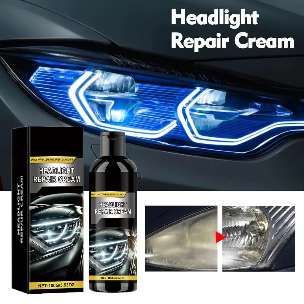 Car Headlight Restoration Polishing pasteHeadlamp Scratch Remover Repair Cleaning Paste Remove Oxidation Headlight Polish Liquid Qme