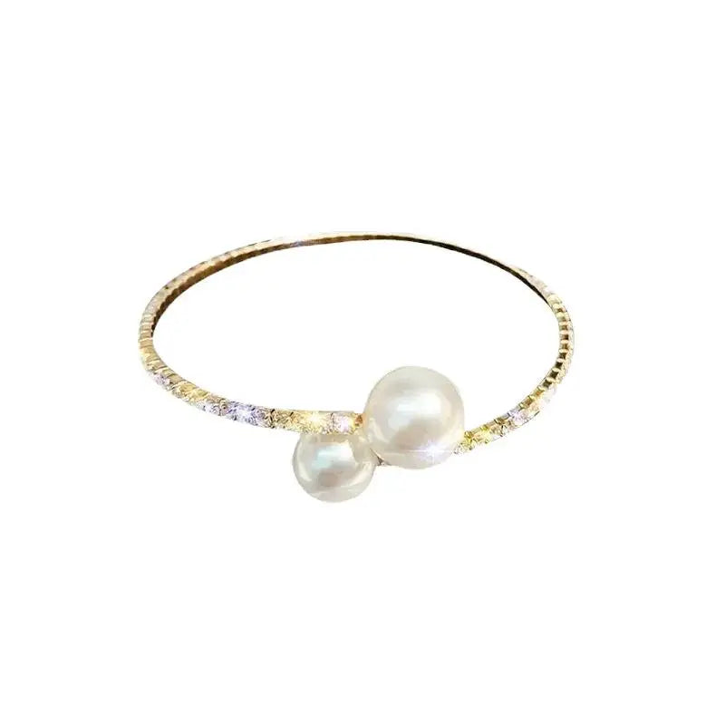 Full Diamond And Large And Small Pearl Open Collar For Women Japanese And Korean Personality Neck Strap Clavicle Chain Qme