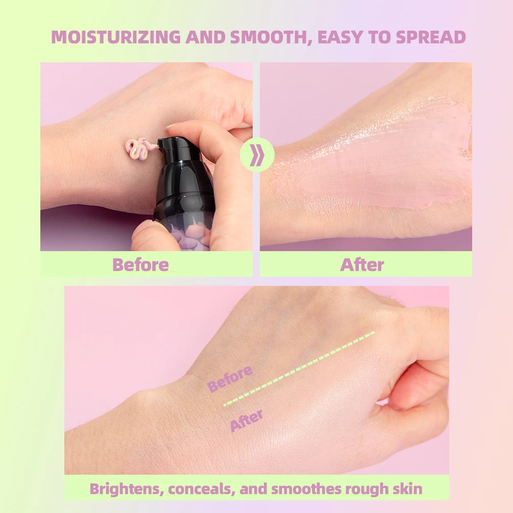 Qibest Three Color Press Release Cream Concealer Isolate Makeup Facial Base Brightening Cream Liquid Concealer Face Primer Qme