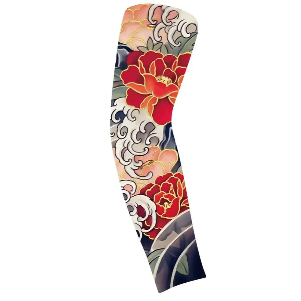 Flower Arm Pattern Flower Arm Tattoo Sleeve Breathable Thin Men Sunscreen Sleeve UV Protection Long-sleeved Ice Silk Arm Sleeve Qme style 13