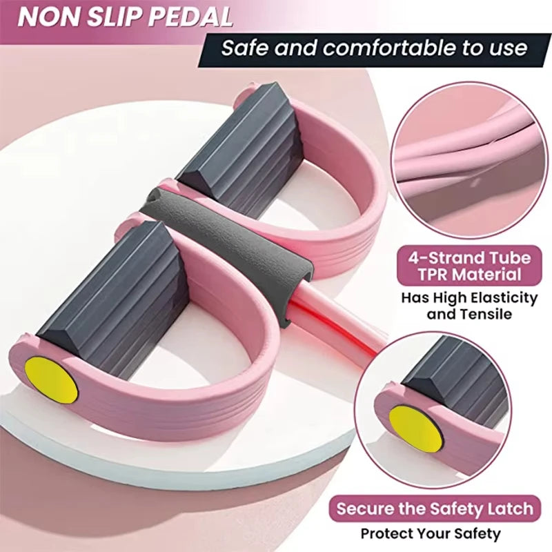 Resistance Bands 4-Tube Yoga Pedal Puller Resistance Band Elastic Pull Rope Fitness Equipment for Abdomen Waist Arm Training Qme