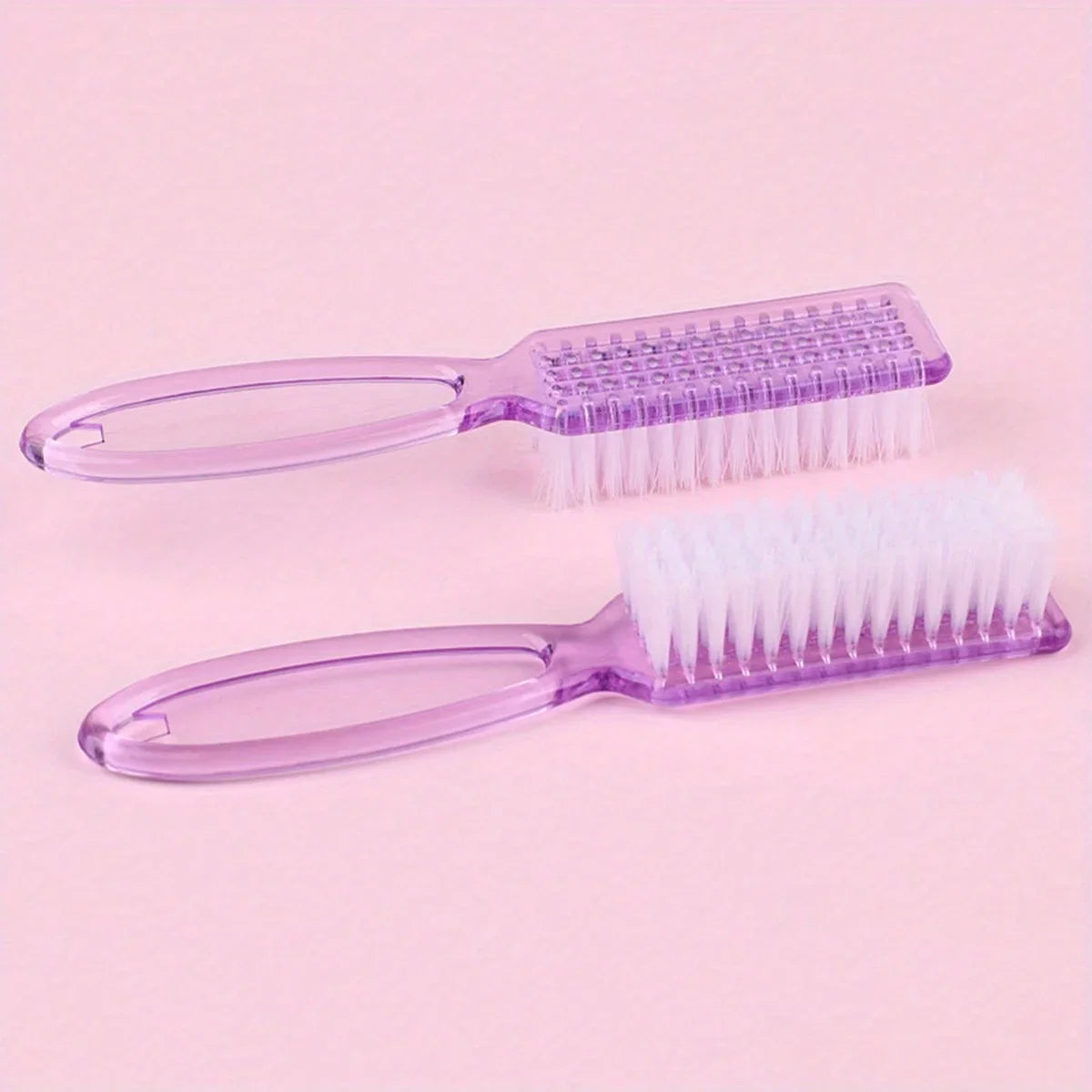 2PCS Nail Art Brush Long Handle Brush Square Head Multifunctional Nail Dust Manicure Dust Cleaning Brush Qme 2PCS Purple