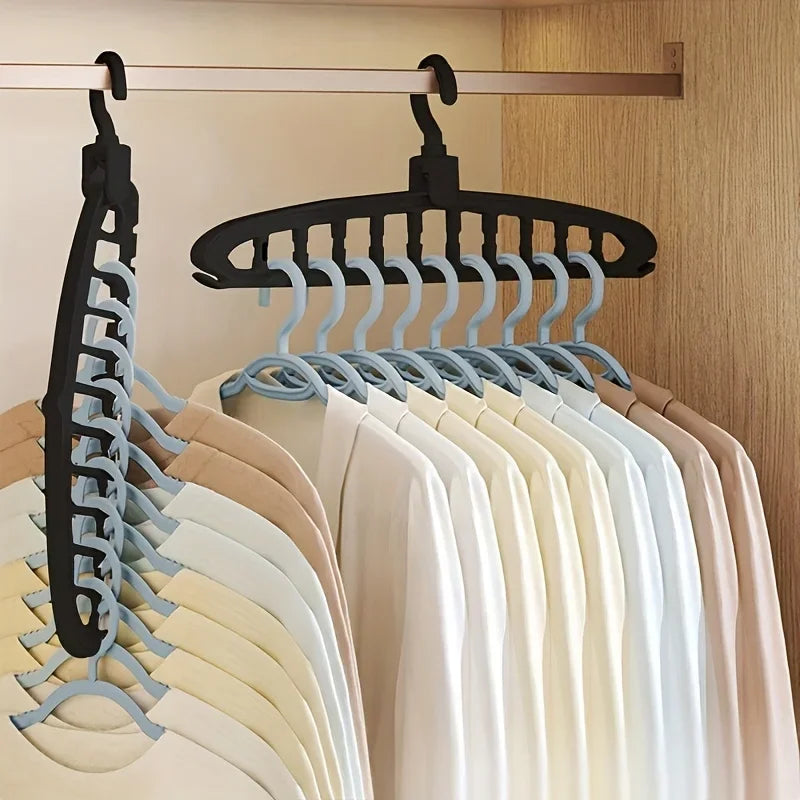 1pc Multi-hole Plastic Hangers, Foldable Heavy Duty Clothes Hanger, Household Space Saving Organizer For Bedroom, Closet Qme