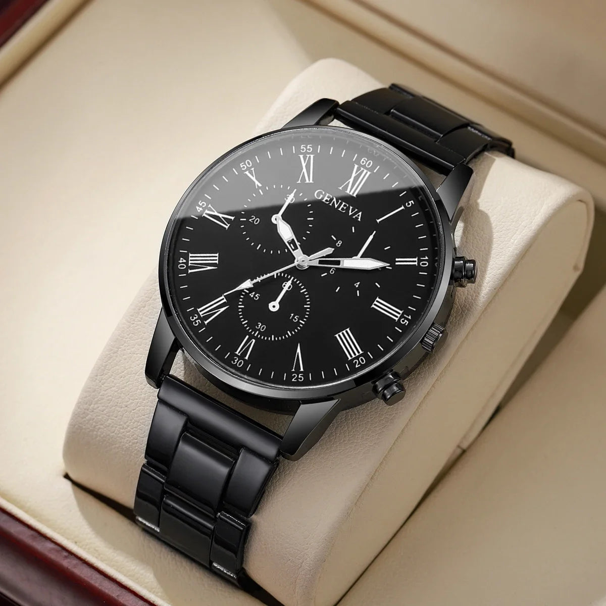 Fashion Men's Business Watches Luxury Quartz Wristwatch for Men Black Watch Relogio Masculino Reloj Man (Without Box) Qme blackA No