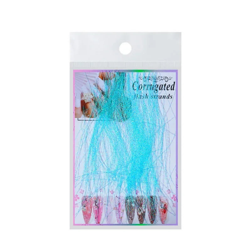 1 Bag Fluorescent Thread Nail Sticker Laser Glitter Mesh Net Line Tape Decals Holographic 3D Silk Foils Nail Art Decorations Qme