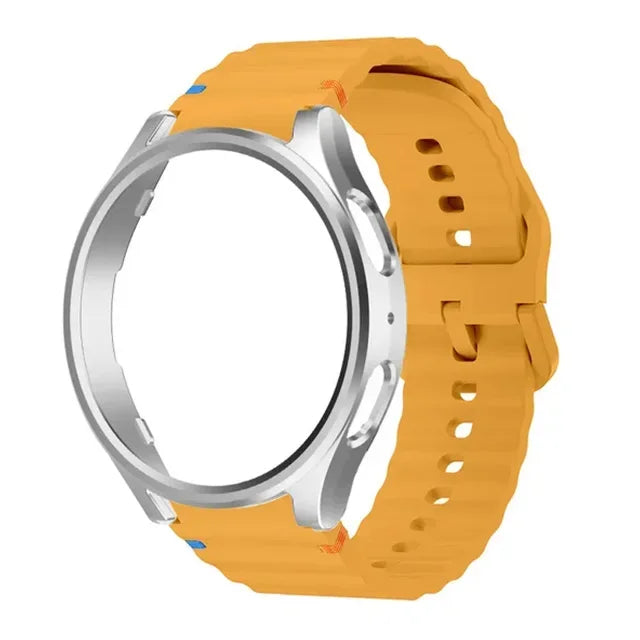 Case+Strap for Samsung Galaxy Watch 7 40mm 44mm Sport Silicone Band Bracelet PC Case Protector Cover Bumper for Galaxy Watch 7 6 Qme YS Galaxy Watch 7 40mm