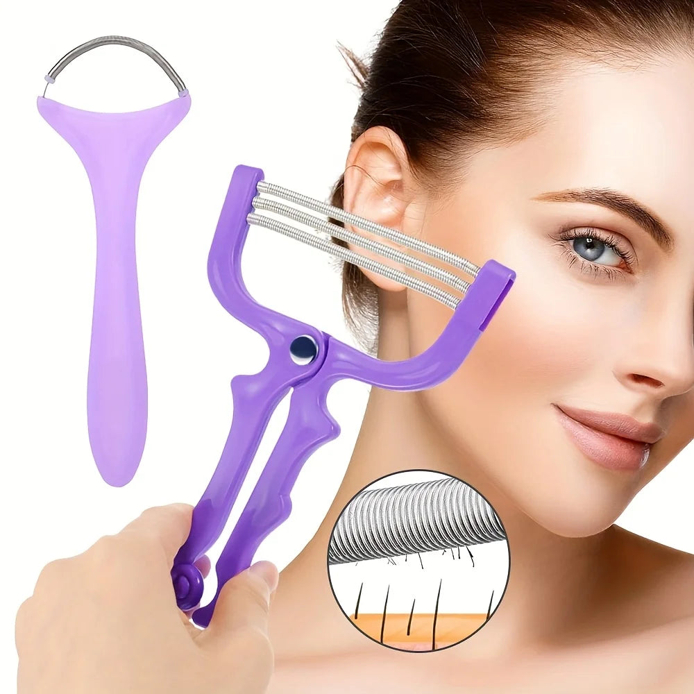 Portable Manual Hair Spring Remover for Women, Suitable for Face, Chin, Cheeks, Beard, Upper Lip - Facial Hair Remover Tool Qme