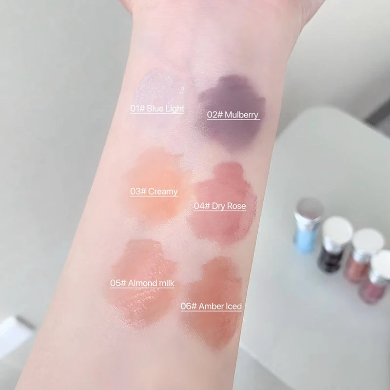 Fashion Shell Lip Gloss Long-lasting Hydrating Jelly Lip Oil Waterproof Non-fading Mirror Shimmer Blue Almond Lip Gloss Cosmetic Qme