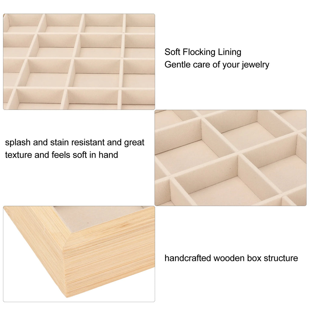 Jewelry Storage Display Trays Multipurpose 24 Grids Jewelry Tray for Ring Earring Bangle Bracelet Necklace Qme
