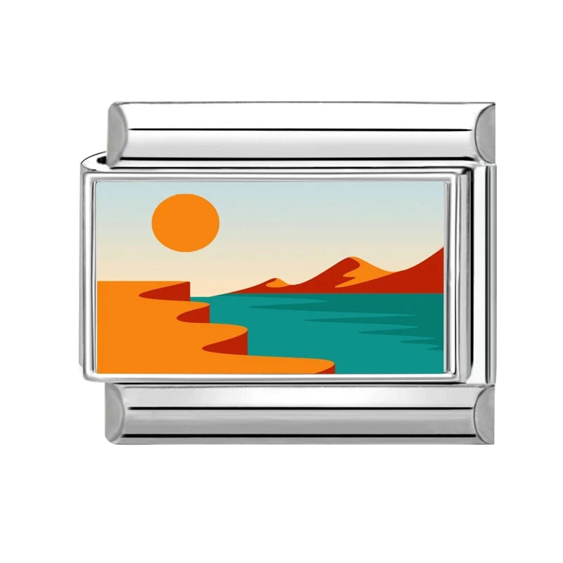 2026 Snow Mountain Pine Tree Sun Villa Italian Charm Links Fit