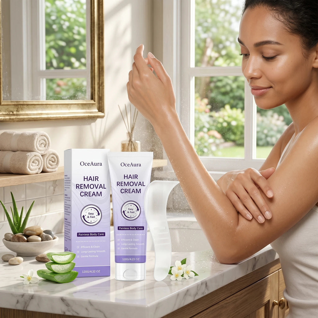 OceAura Hair Removal Cream for Underarm Leg Arm Body Hairs Growth Inhibits Painless Calm Redness Aloe Hydrating Depilatory Cream Qme