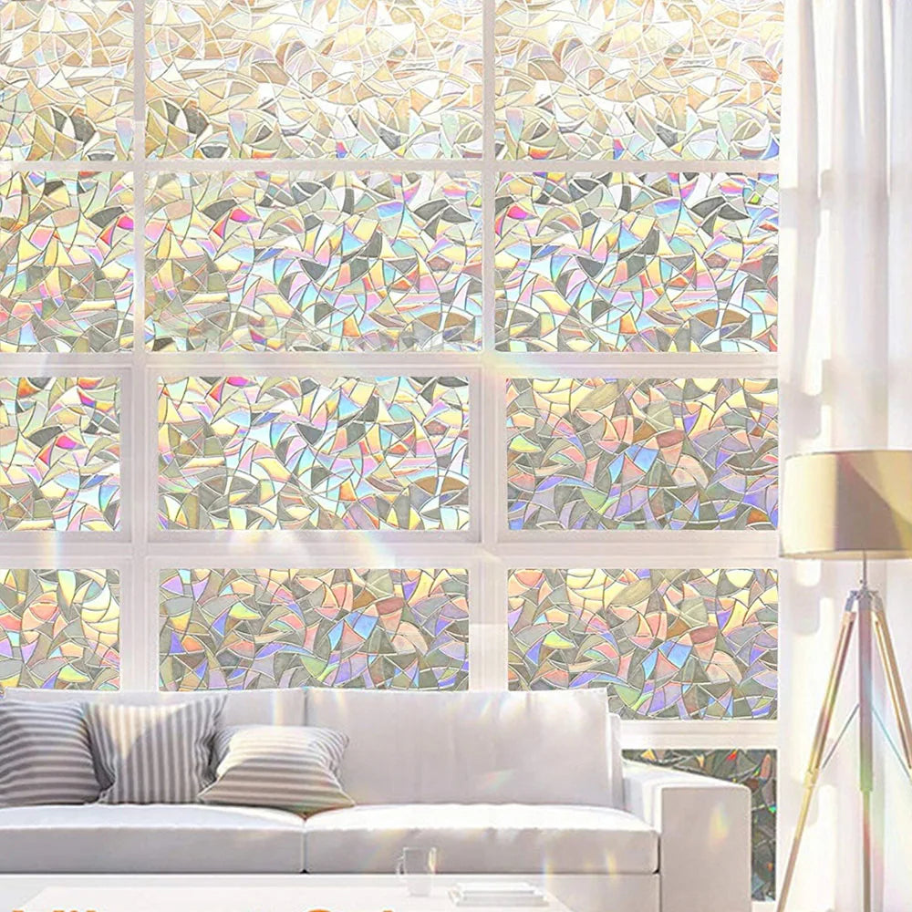 Electrostatic Adhesive Window Privacy Film Rainbow Colored Glass Qme