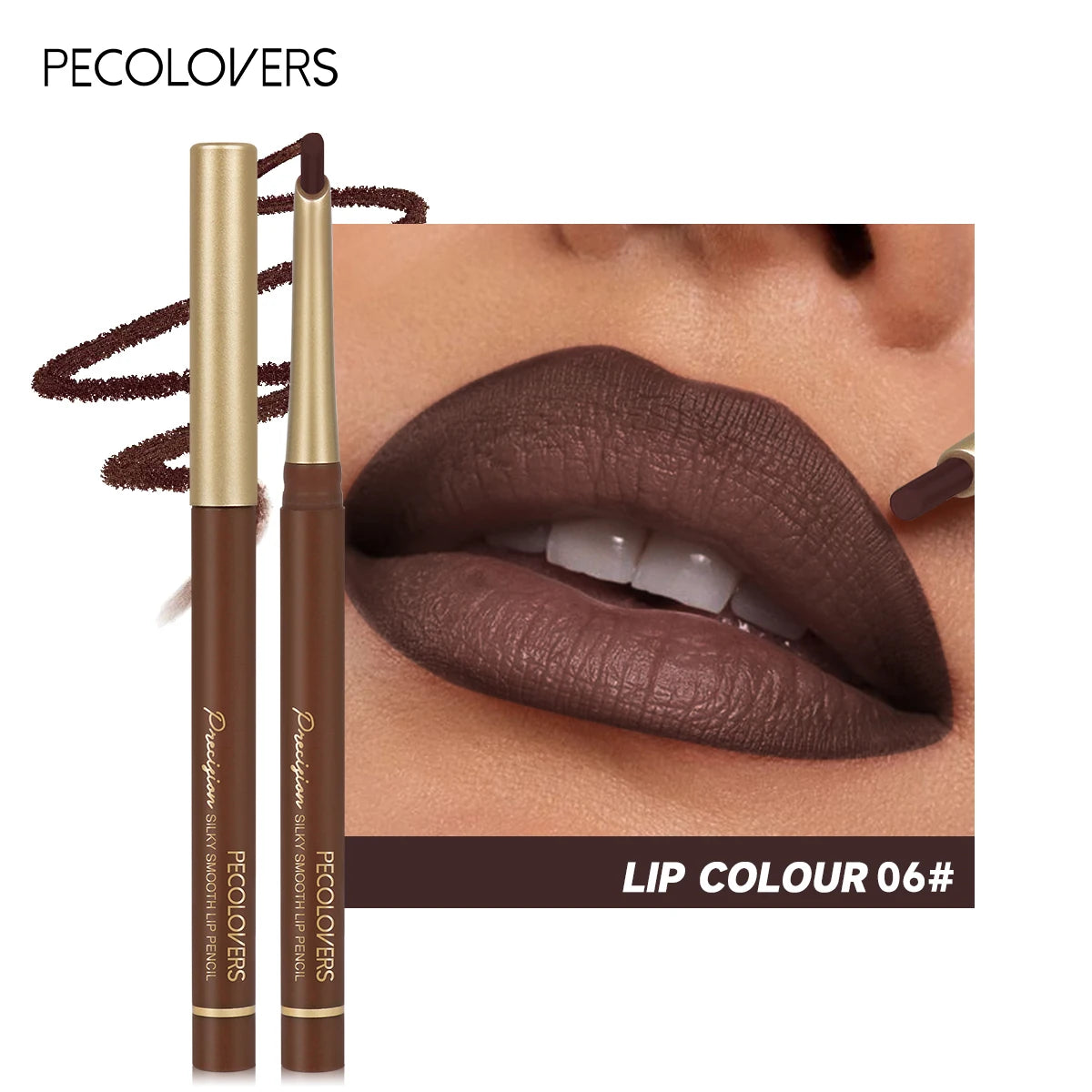 Matte 6-colors Lip Liner Pencil Bevel Design Nib Lip Contour Lipstick Nude Brown Lipstick Pencil Natural Lasting Lipliner Makeup Qme 06