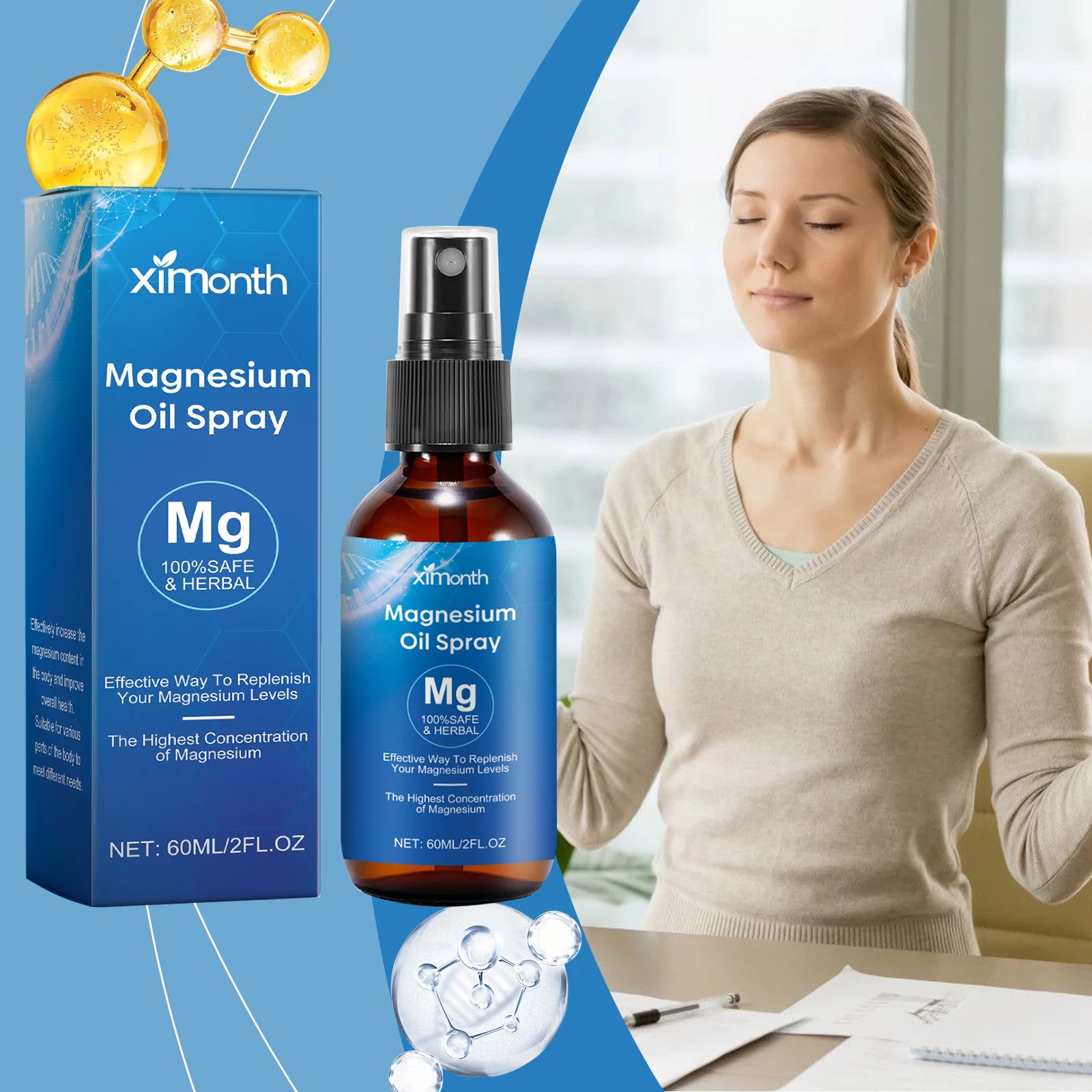 Essential Oil Magnesium Spray Relieves Muscle Body Pain Smoothes Softens Skin Magnesium Oil Spray Relaxation Better Sleep Care Qme