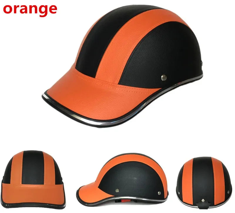 ESCAM Safety Helmet Motorcycle Helmet Half Helmet Summer Electric Car Men Women Personality Baseball Helmet Protection Qme Orange