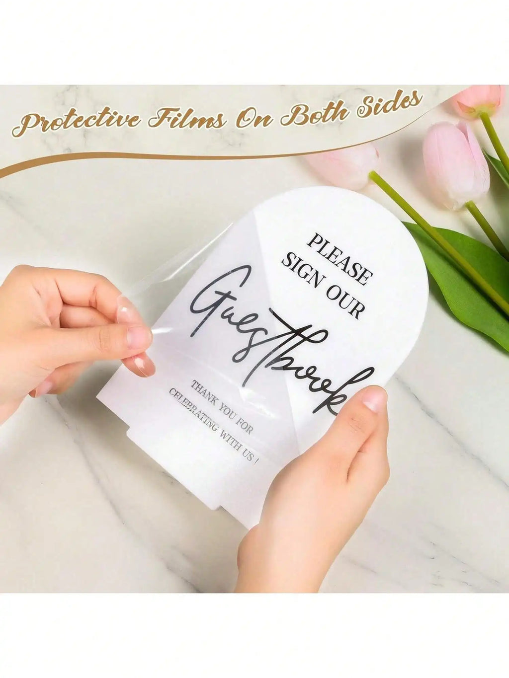 Clear Acrylic Wedding Signs Ceremony Reception 5x7 Inch Modern Guest Qme