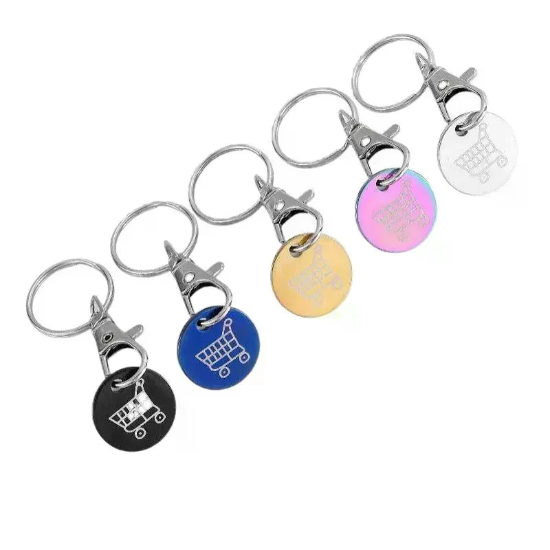 1 PCS Supermarket Token Keychain, Stainless Steel Mini Shopping Cart, Portable Stylish Pendant Qme