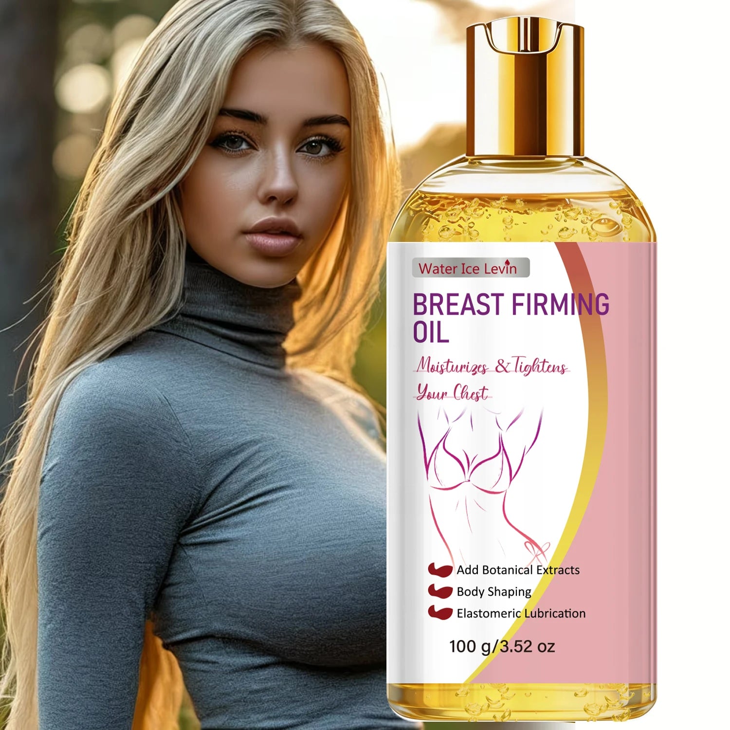 Breast Tightening Oil with Collagen & Hyaluronic Acid, Moisturizing & Firming Skin Qme