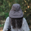 Solid Wide Brim Sun Hat Korean Neck Cover Protection Adjustable Women Qme 1 Dark gray One Size