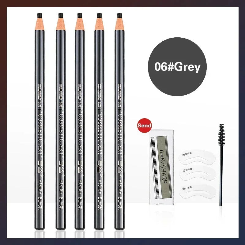 Waterproof Art Tint Makeup Eye Brow Pen 5pcs Professional Microblading Pencil Eyebrow Tattoo Tint Enhancers Cosmetic Wholesale Qme 5Pcs-06