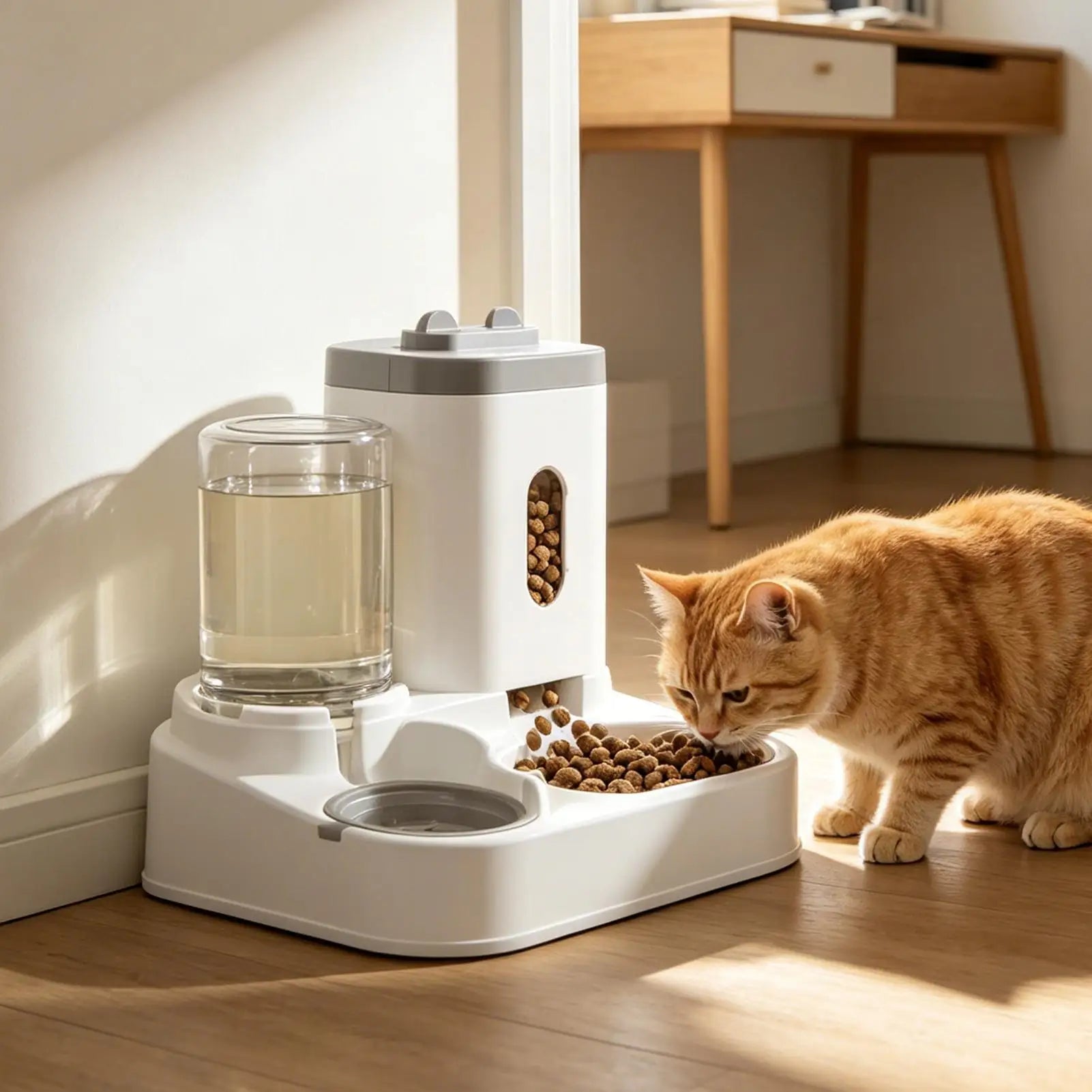 Automatic Feeder 2-in-1 Smart Drinking Food Dispenser Cat Outdoor Qme