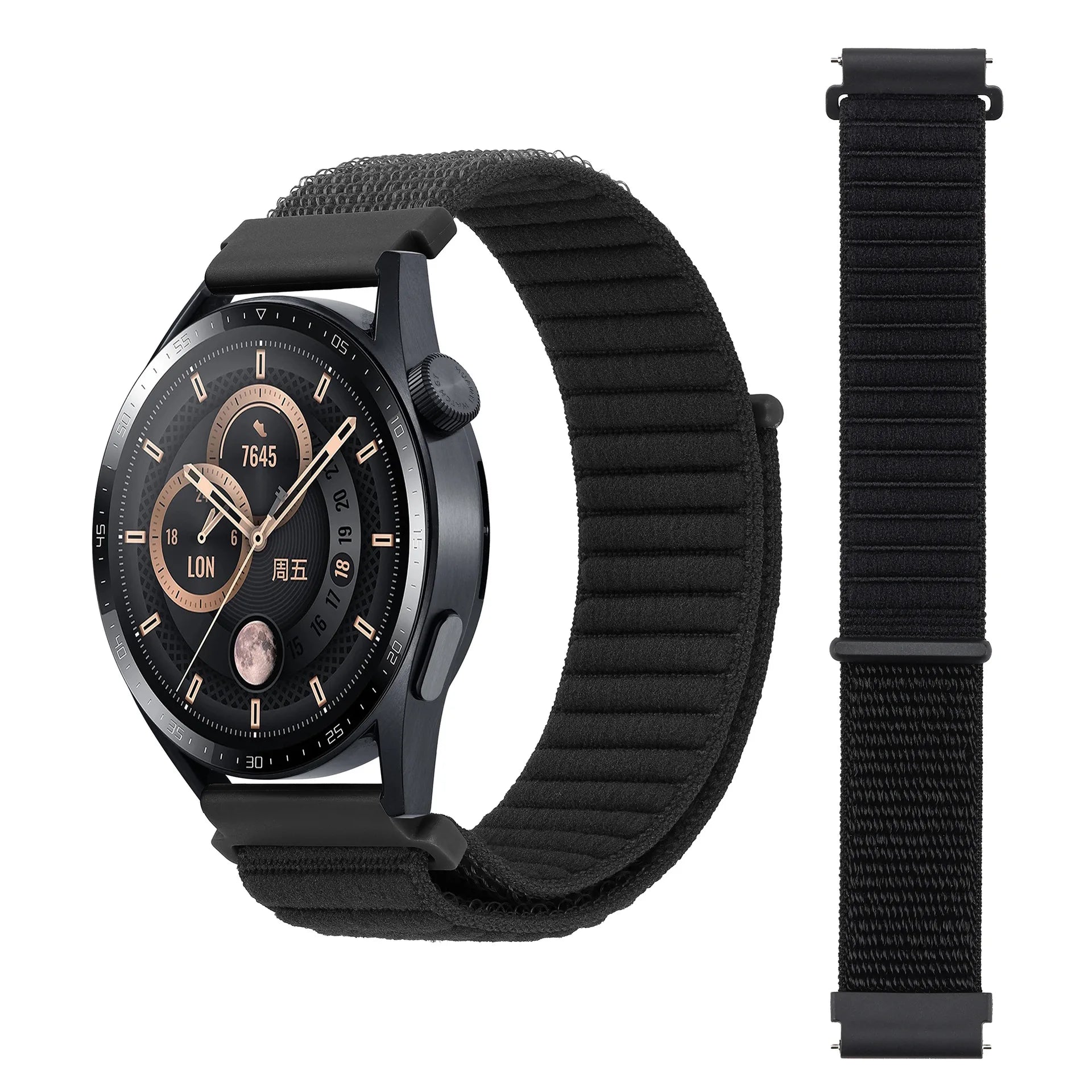 A The new Velcro breathable Unisex Replacement unisex nylon strap For Samsung Garmin and Huawei watches Qme dark PB 20mm