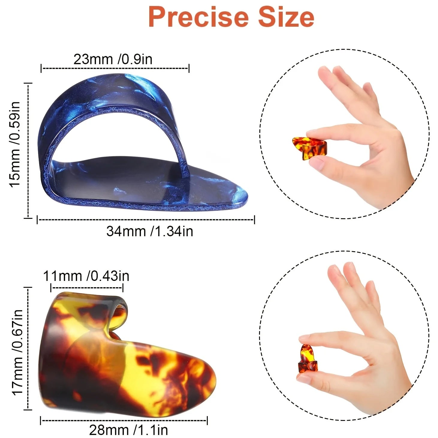 Flat Thumb Picks Finger Picks, ,Celluloid Guitar Thumb Finger Picks Ukulele Picks Accessories (12 Colors,Color Random Packaging) Qme