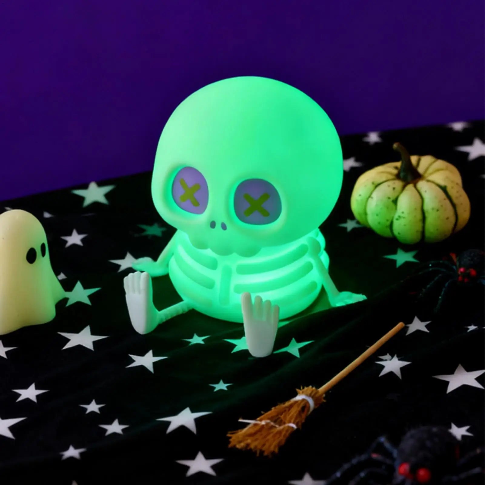 Skeleton Night Lights Cute Nightlight Halloween Decor Bedside Lamp For Halloween Party Indoor Home Bedroom Dorm Apartment Table Qme