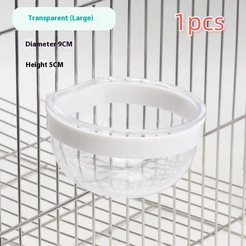 Cage Convenient Hanging Seed Water Feeder Parrots Bird Feeding Bowl Qme White L
