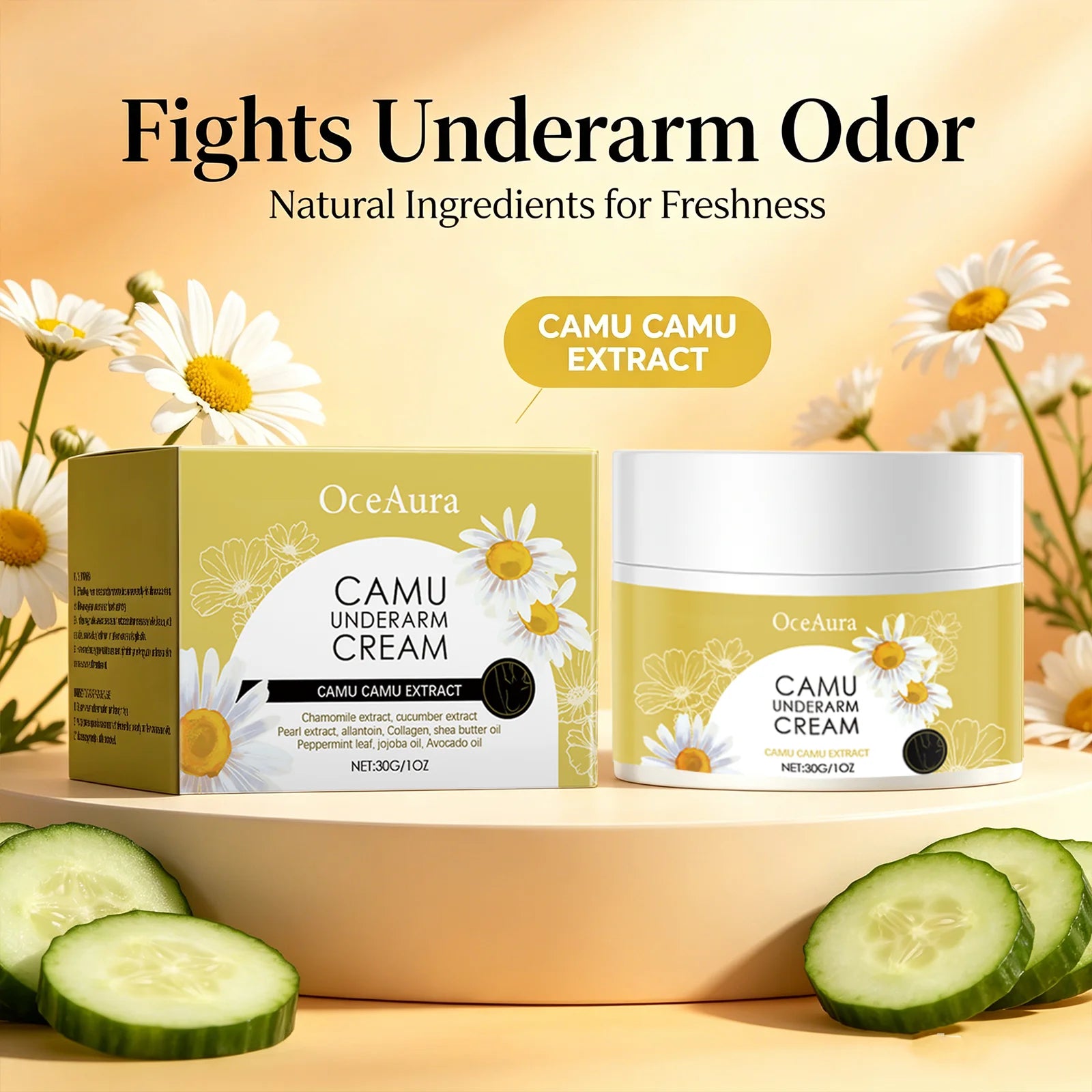Oceaura Camu Underarm Cream Odor Neutralizing Sweat Inhibiting Qme