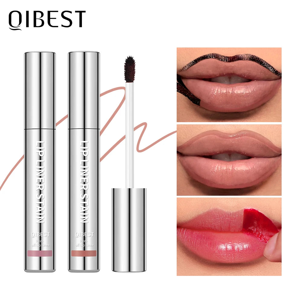 QIBEST Lipliner Peel Off Tattoo Lipgloss Waterproof Long Lasting Matte Lip Tint Brown Contour Tear-off Lip Stain Cosmetics Qme